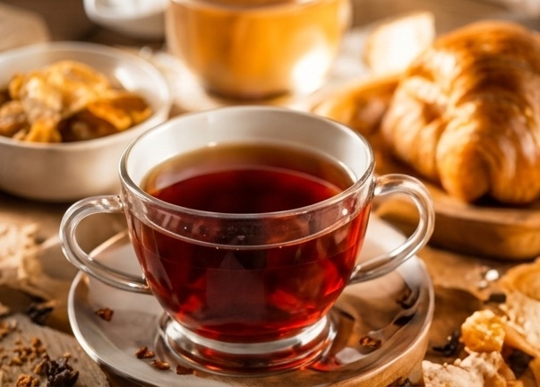 Tasse de thé noir nature Vertcitron au petit déjeuner